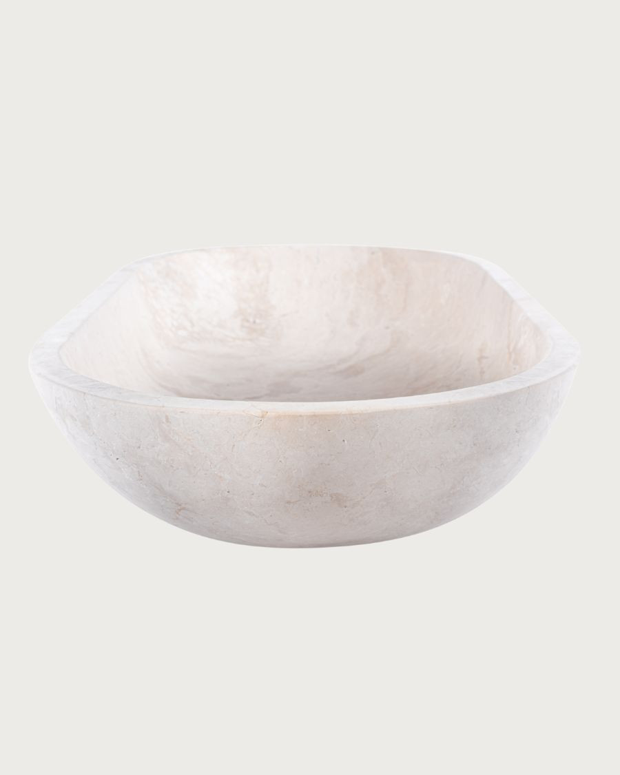 Nacre - Lavabo ovalado sobre encimera de mármol color crema