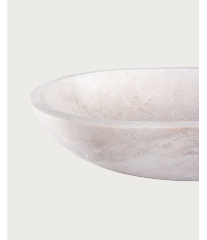 Nacre - Oval countertop washbasin in cream-colored marble