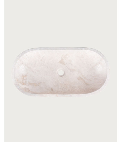 Nacre - Lavabo ovale da appoggio in marmo color crema