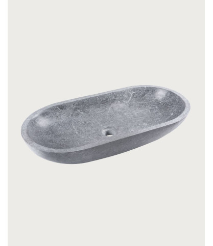 Galet - Lavabo ovalado de encimera en mármol gris