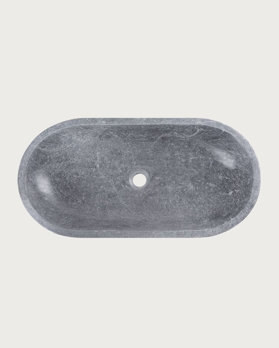 Galet - Oval countertop washbasin in grey marble