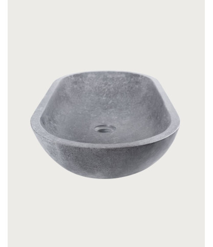 Galet - Oval countertop washbasin in grey marble