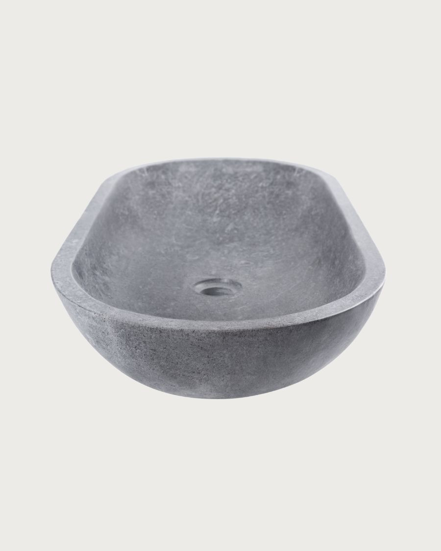 Galet - Oval countertop washbasin in grey marble