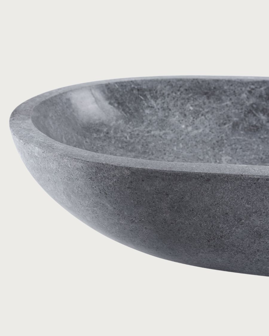 Galet - Ovale wastafel voor op het aanrecht in grijs marmer