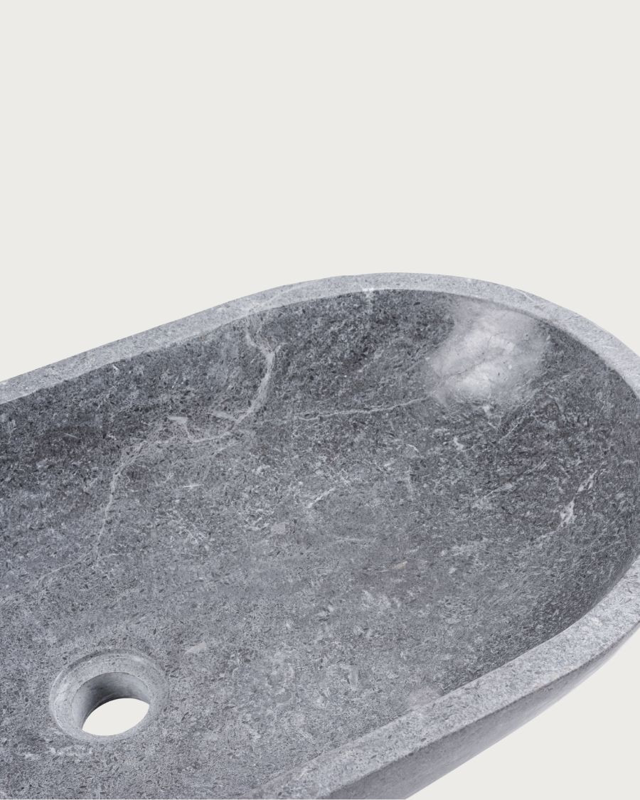 Galet - Lavabo ovale da appoggio in marmo grigio