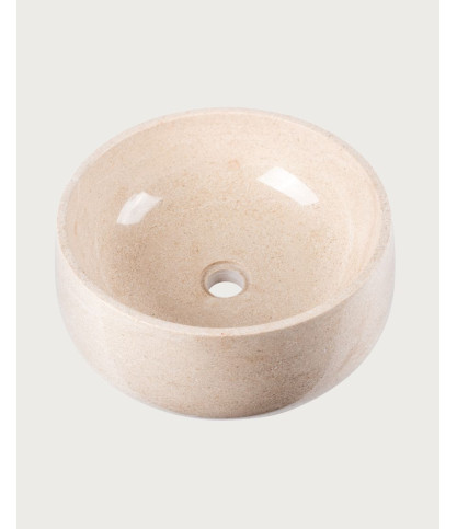 Sable - Lavabo rotondo da appoggio in marmo beige