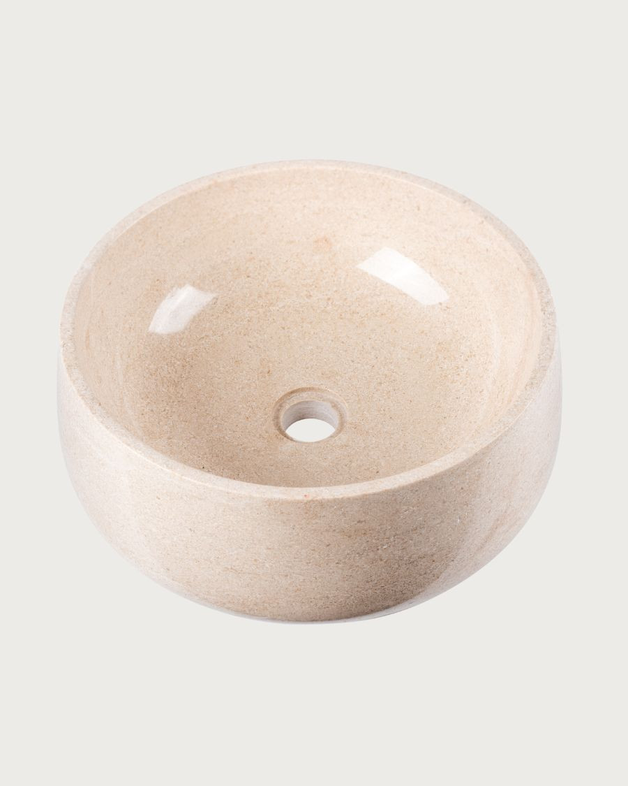 Sable - Round countertop washbasin in beige marble