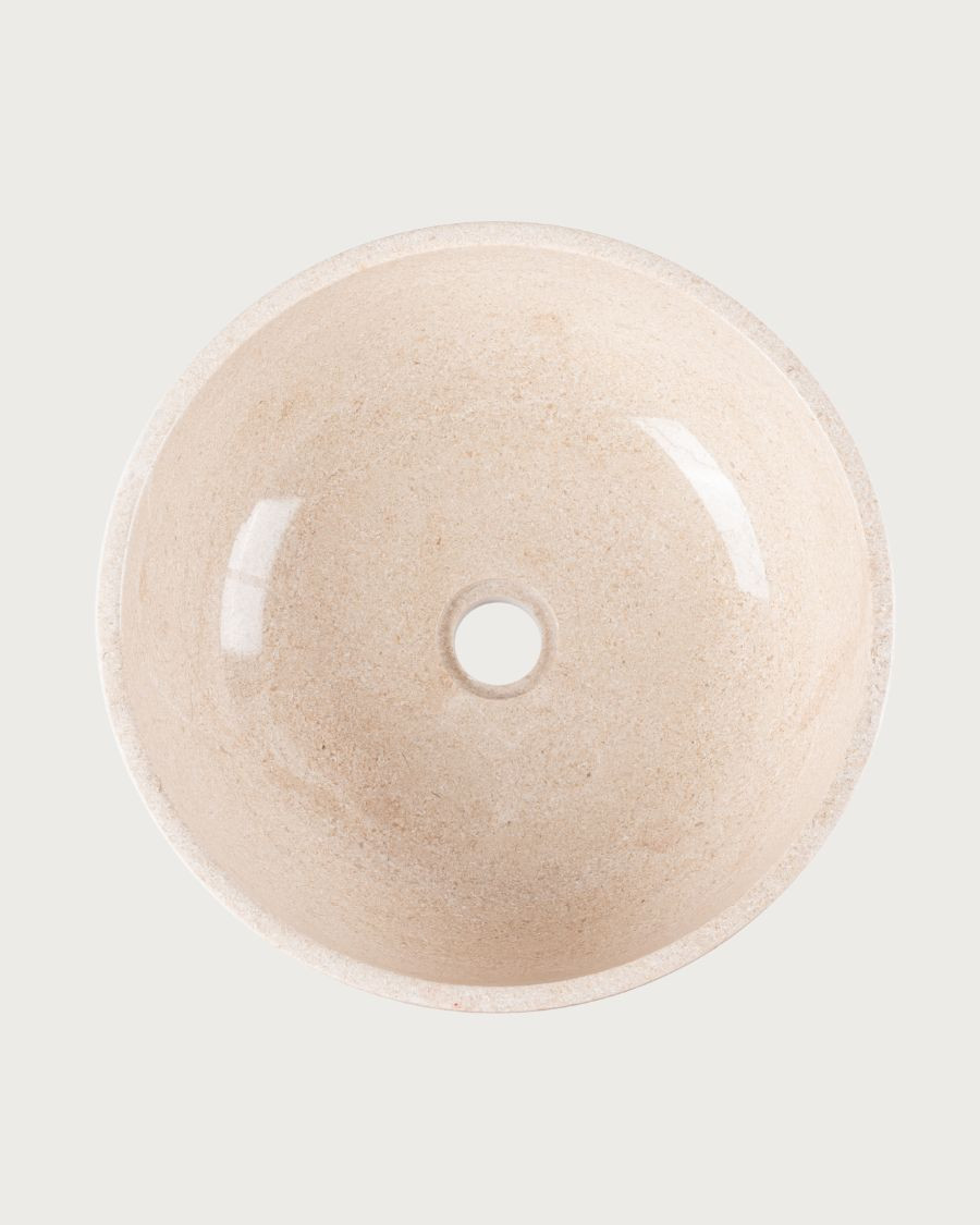 Sable - Lavabo rotondo da appoggio in marmo beige
