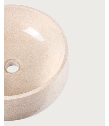 Sable - Lavabo rotondo da appoggio in marmo beige