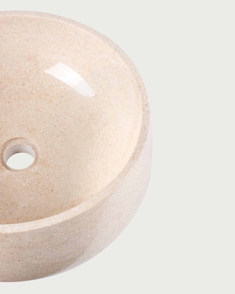 Sable - Lavabo rotondo da appoggio in marmo beige