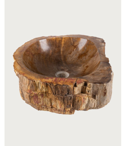 Fossi – Aufsatzwaschbecken aus fossilisiertem Holz und Naturstein