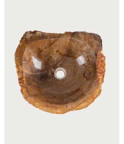Fossi - Vasque à poser en bois fossilisé et pierre naturelle