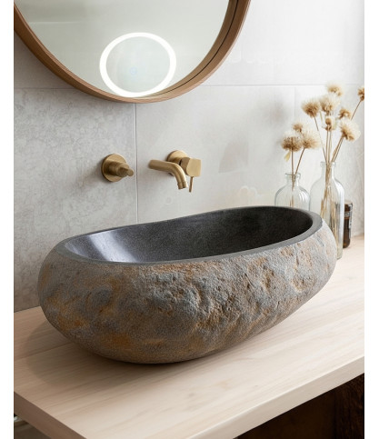 Rocca - Lavabo sobre encimera en piedra natural