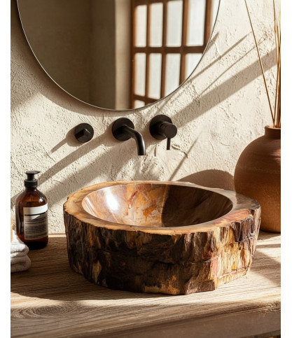 Fossi - Countertop Basin in Petrified Wood
