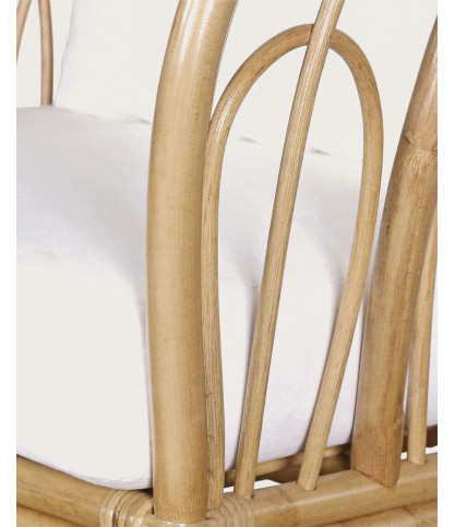Aurora - Sillón de jardín de ratán con cojín blanco