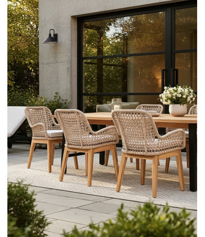 Calista - Set di 2 poltrone da giardino in teak e Viro