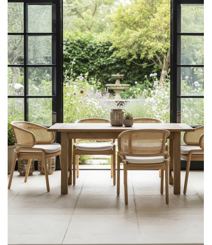 Moon - Solid teak and rattan cane chair