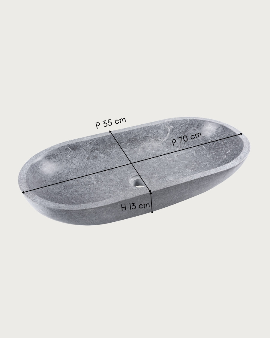 Galet - Lavabo ovale da appoggio in marmo grigio
