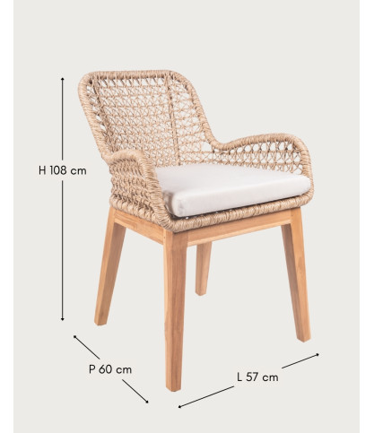 Calista - Lot de 2 fauteuils de jardin en teck et Viro