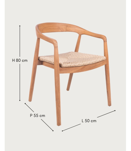 Charlène - Lot de 2 chaises en teck et assise tressée Viro