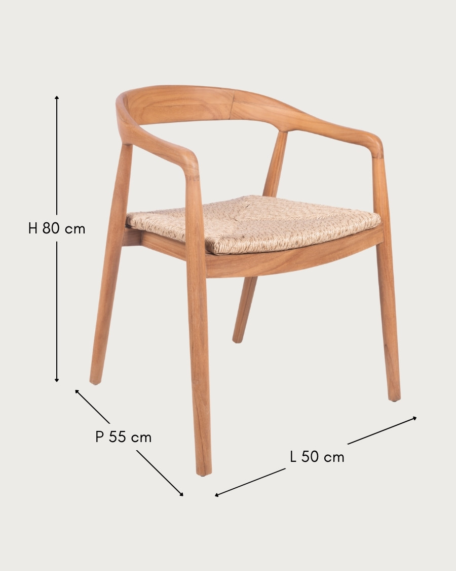 Charlène - Teak chair with woven seats Viro