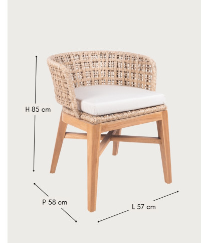Maora – Set aus 2 Gartenstühlen aus Teakholz und Viro-Geflechtseil mit Kissen