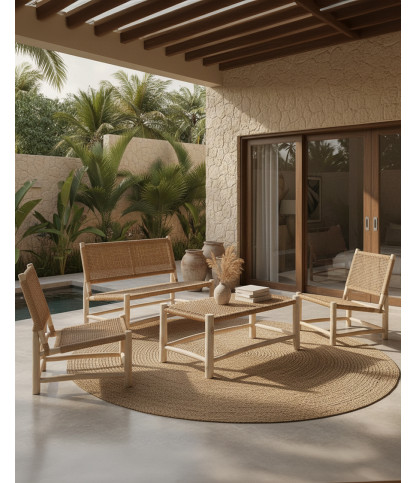 Jaya - Salon de jardin en teck et corde