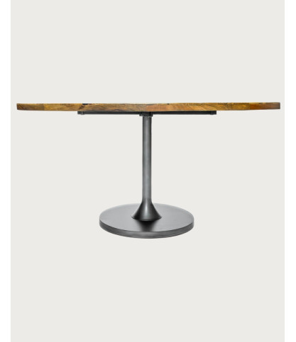 Leaf Black - Oval 8-Seater Solid Wood Table, Mango Wood Top & Matte Black Tulip Base