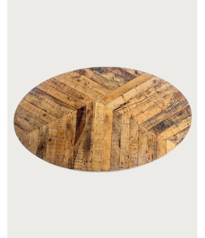 Leaf Black - Mesa ovalada para 8 personas de madera maciza, tablero de mango y pata tulipán negro mate