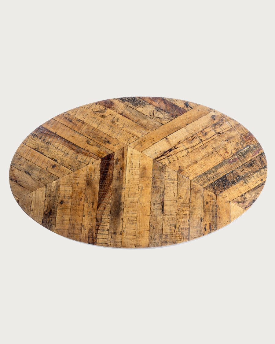 Leaf Black - Oval 8-Seater Solid Wood Table, Mango Wood Top & Matte Black Tulip Base