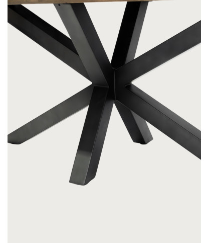 Apogée - Oval Dining Table, Herringbone Mango Wood Top & Metal Star Base