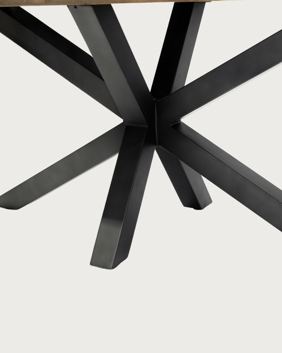 Apogée - Oval Dining Table, Herringbone Mango Wood Top & Metal Star Base