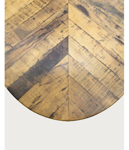 Apogée - Oval Dining Table, Herringbone Mango Wood Top & Metal Star Base