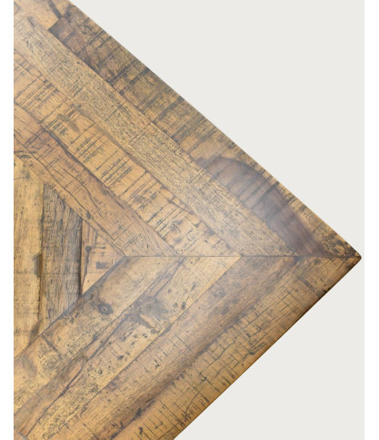 Maestro - Rectangular Eucalyptus Wood Dining Table, Double Pedestal & Herringbone Pattern