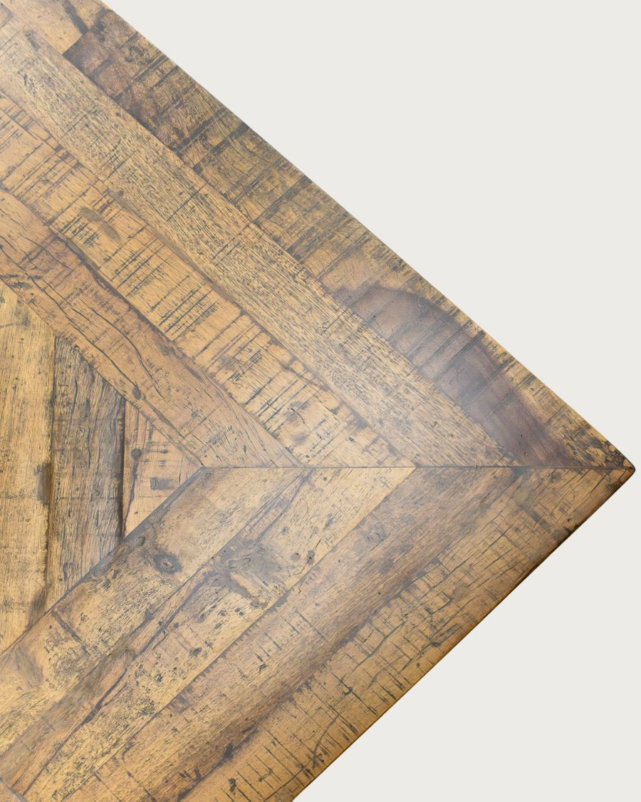 Maestro - Table salle à manger rectangulaire bois Manguier, Double Piédestal & Motif à Chevrons