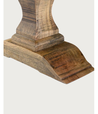 Maestro - Rechteckiger Esstisch aus Eukalyptusholz, Doppel-Säulengestell & Fischgrätmuster