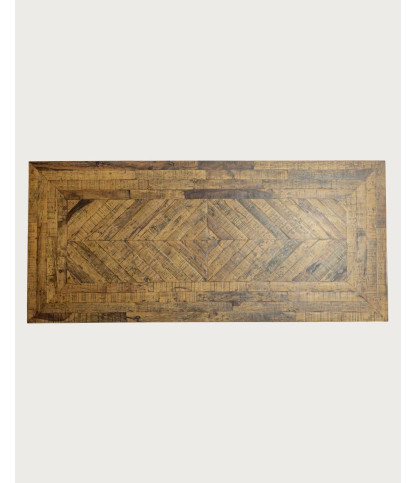Maestro - Table salle à manger rectangulaire bois Manguier, Double Piédestal & Motif à Chevrons