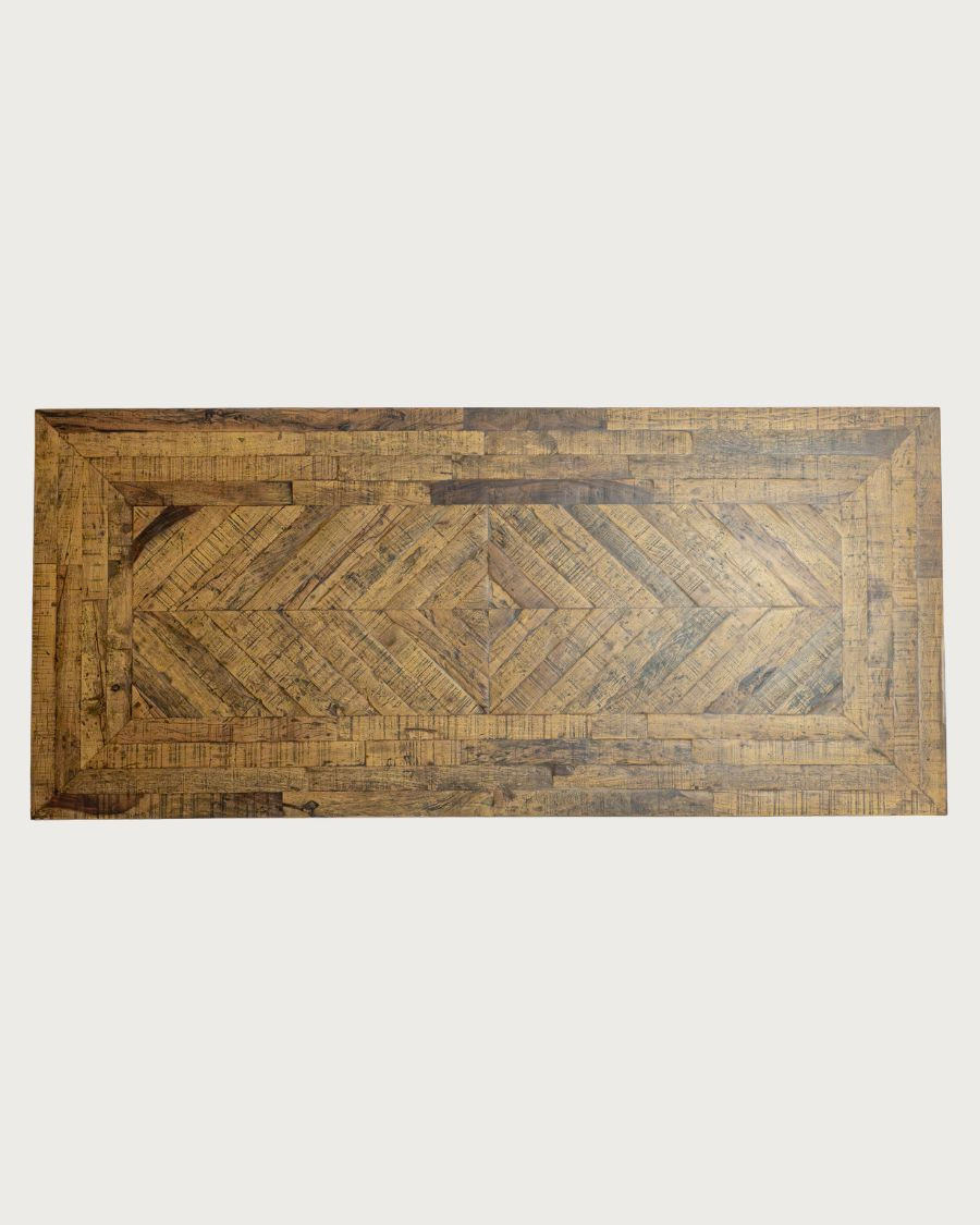 Maestro - Table salle à manger rectangulaire bois Manguier, Double Piédestal & Motif à Chevrons