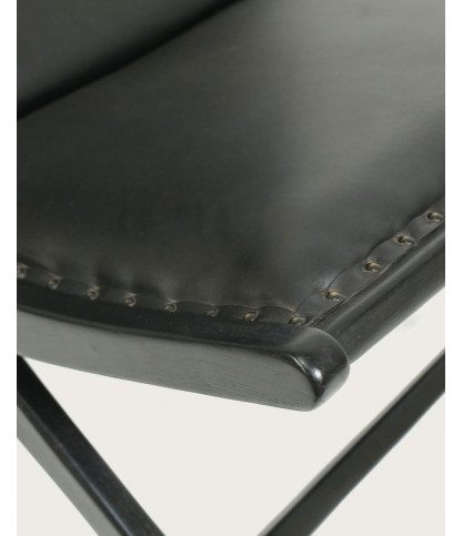 Safran - Loungesessel aus Teakholz und schwarzem Leder