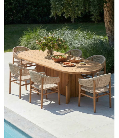 Puzzle - Table de jardin en bois massif de teck recycle