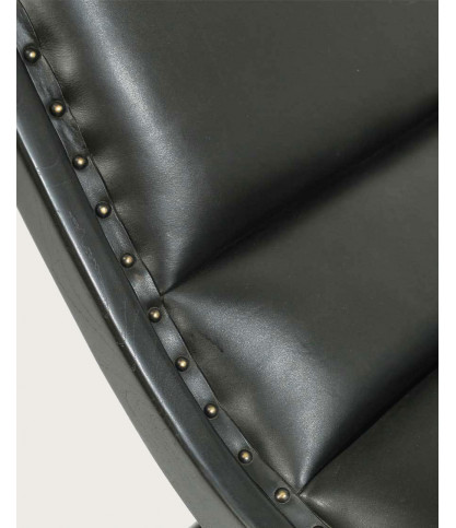 Safran - Loungesessel aus Teakholz und schwarzem Leder