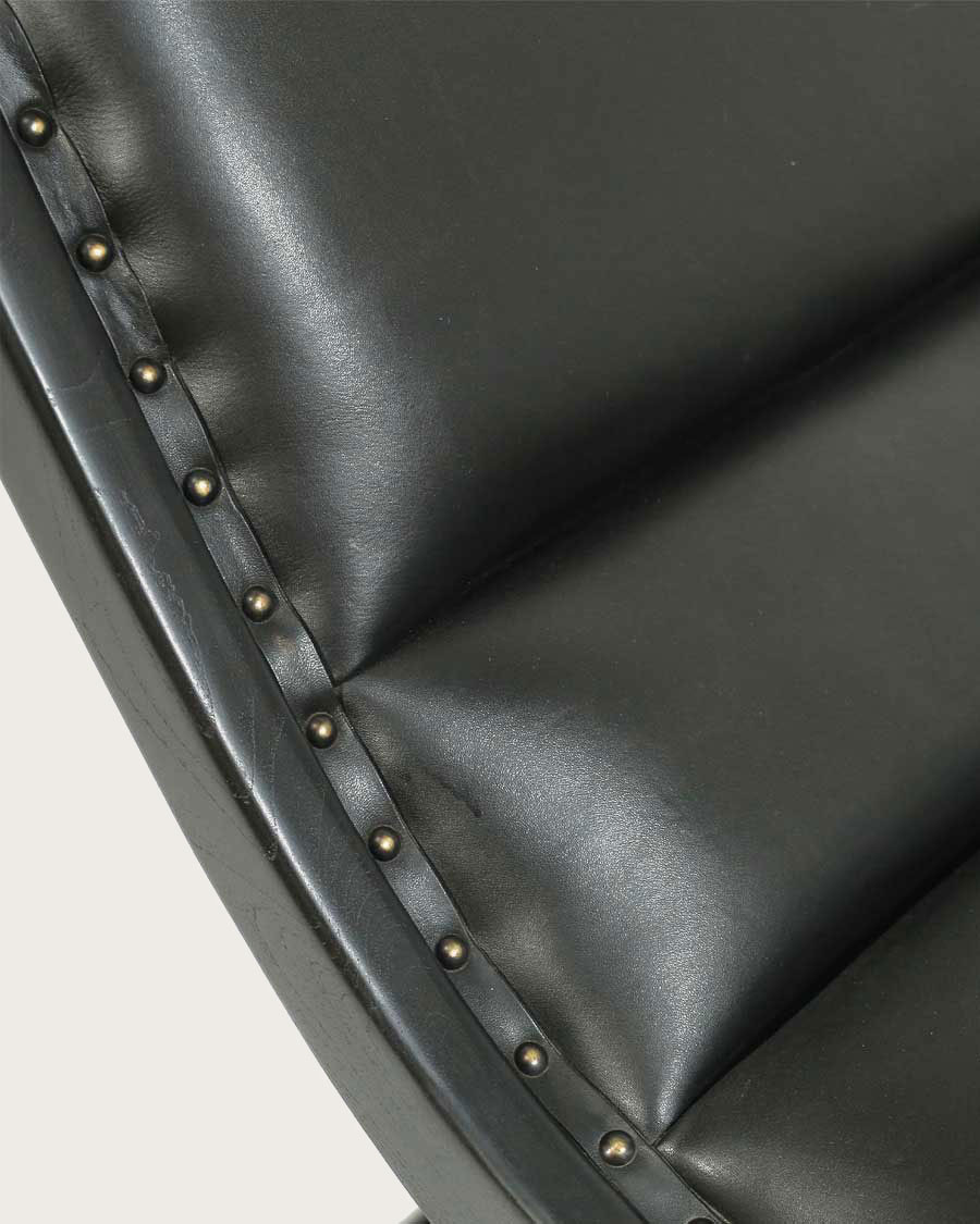 Safran - Loungesessel aus Teakholz und schwarzem Leder