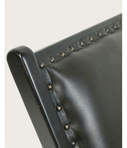 Safran - Loungesessel aus Teakholz und schwarzem Leder