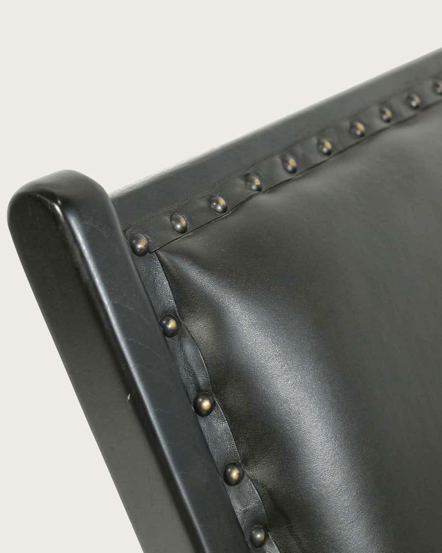 Safran - Loungesessel aus Teakholz und schwarzem Leder