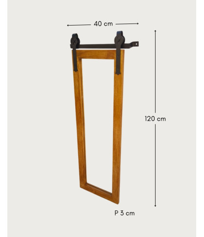 Zara - Specchio da parete rettangolare in legno massello e metallo