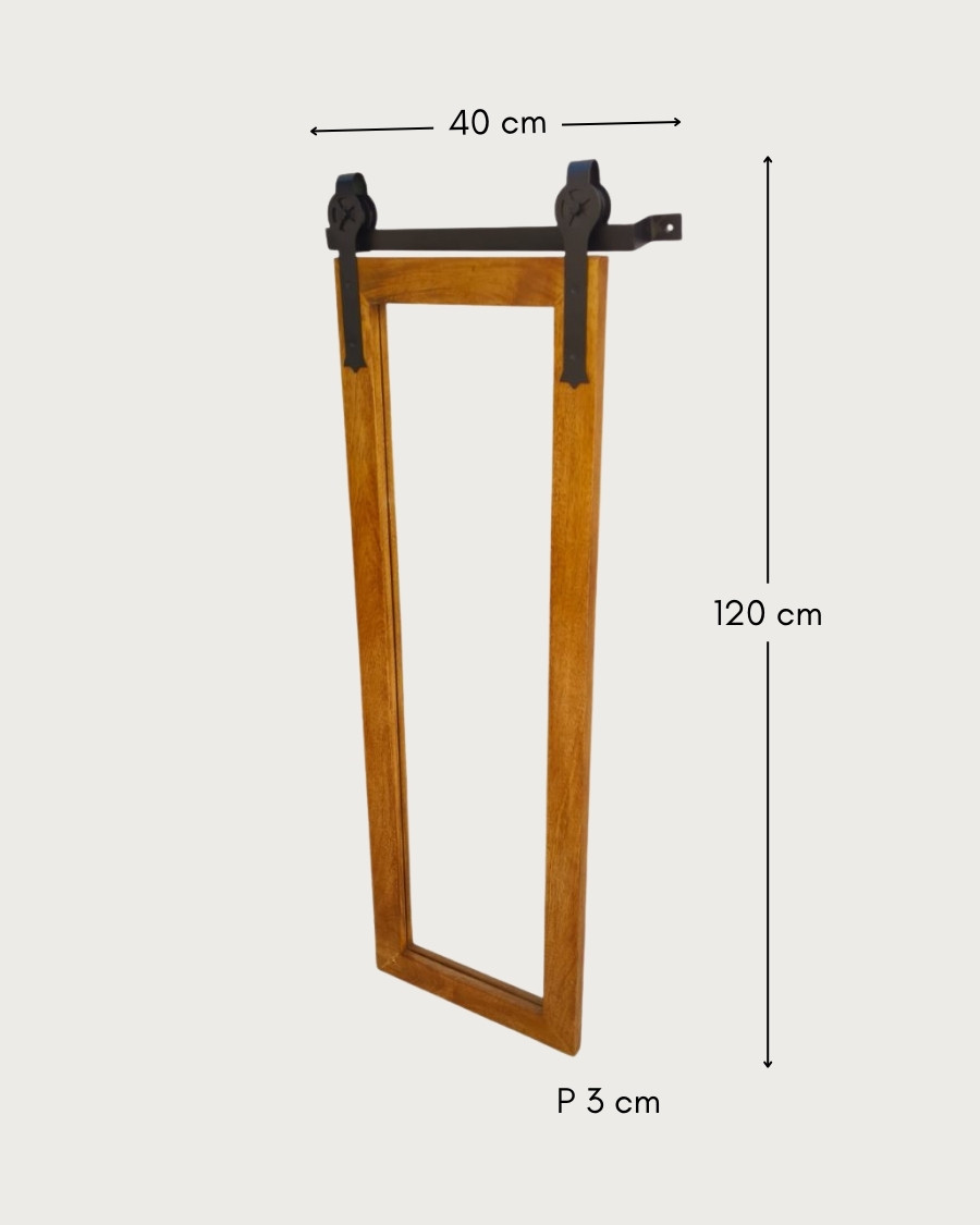 Zara - Rechteckiger Wandspiegel aus Massivholz und Metall