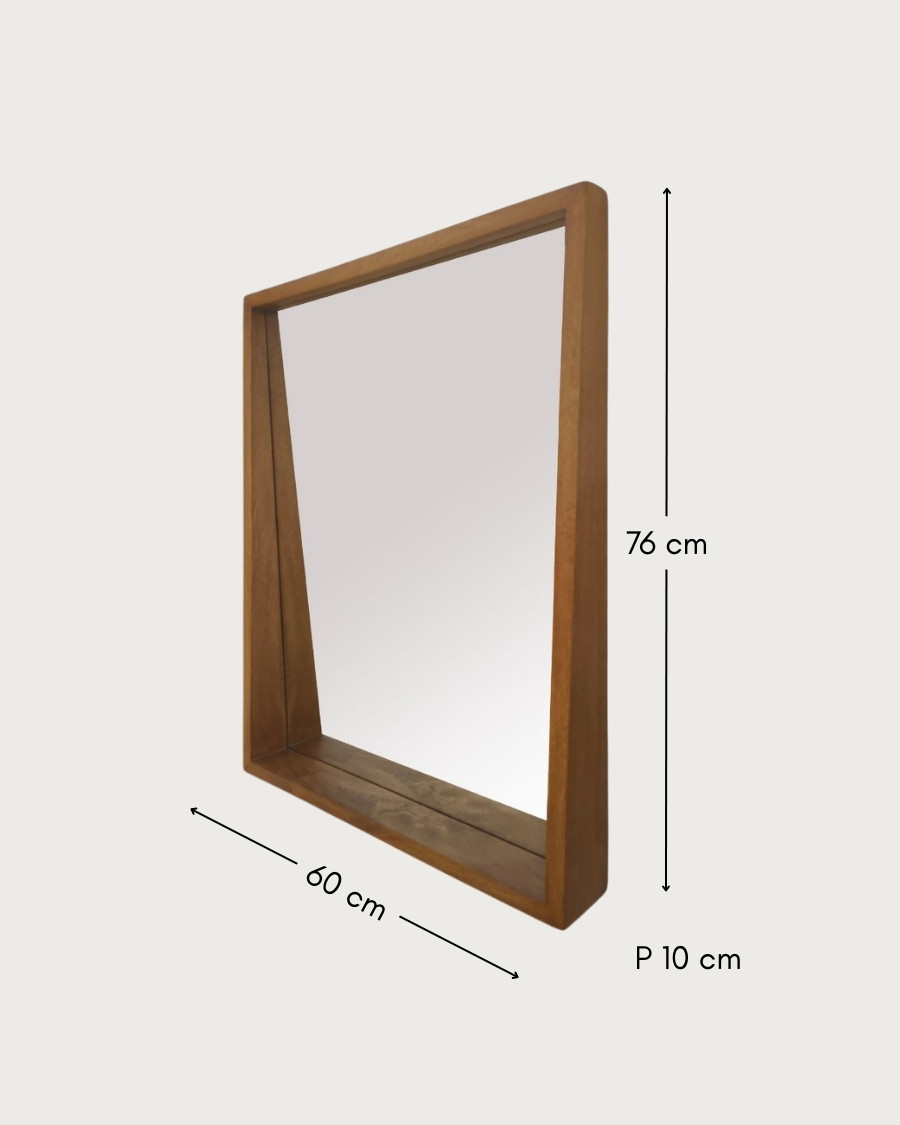 Rovio - Grand miroir mural rectangulaire en bois de manguier