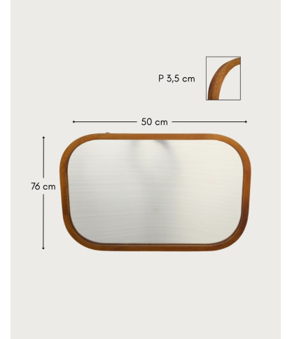 Niva - Espejo de baño rectangular de madera maciza de mango