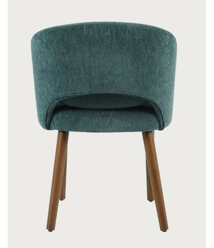 Neris - Chaise salle à manger en tissu vert, pieds en bois