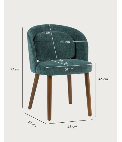 Neris petrol - Set of 2 dining chairs in petrol fabric